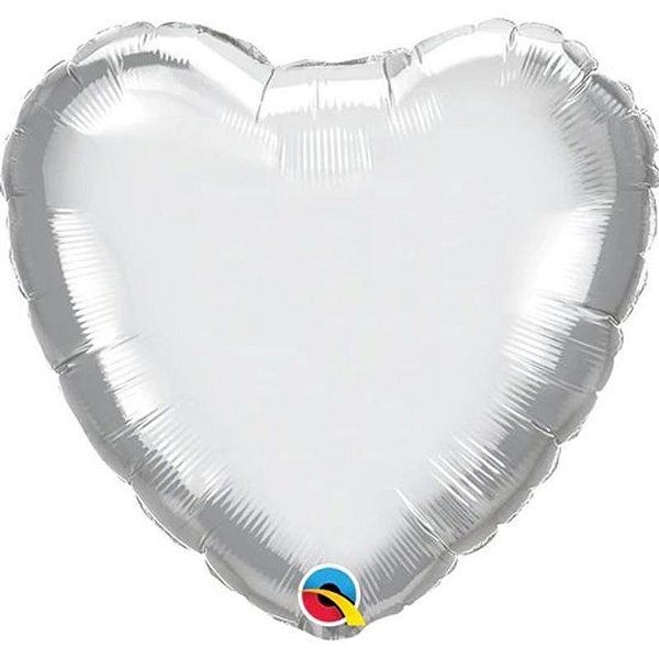 Balão Qualatex 18" - Coração - Prata Metalizado Liso - 1 Un