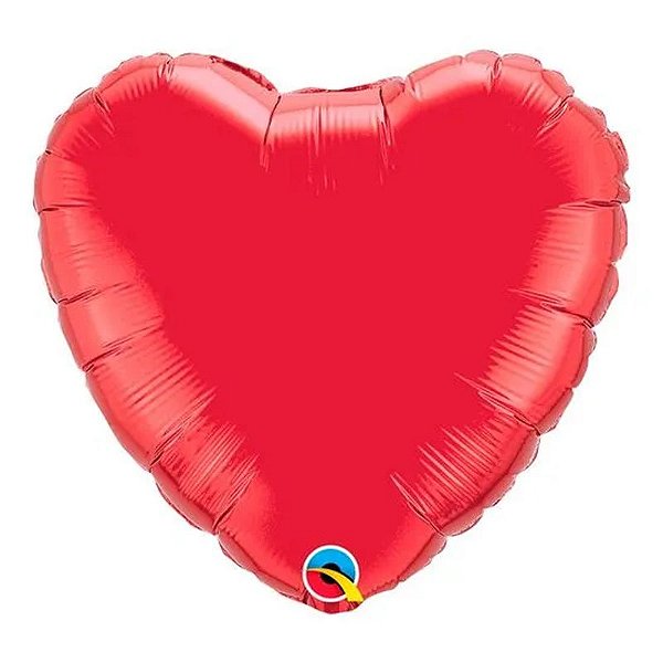 Balão Qualatex 09" - Coração - Vermelho Rubi Metalizado Liso - 1 Un
