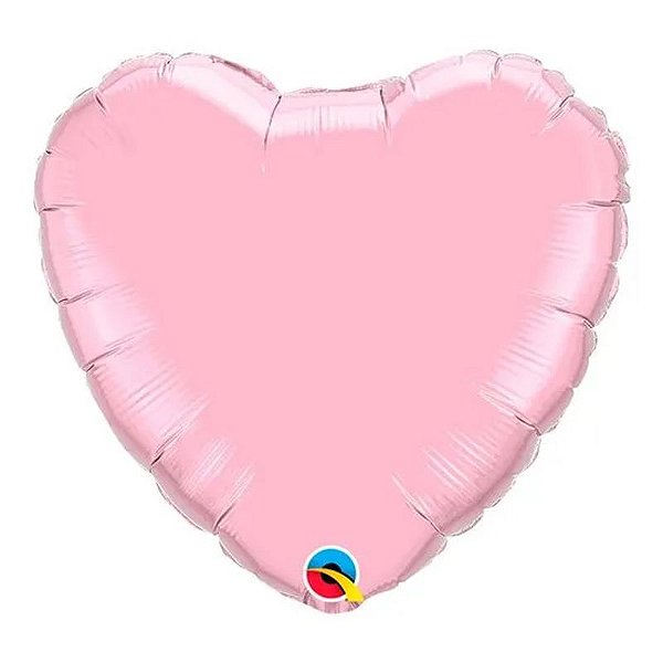 Balão Qualatex 04" - Coração - Rosa Perolado Metalizado Liso - 1 Un