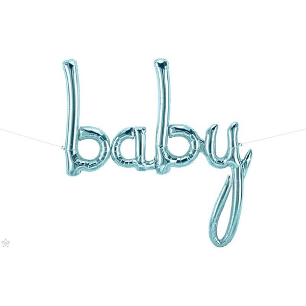 Balão Qualatex 46" - Escrita - Baby Azul Pastel - 1 Un