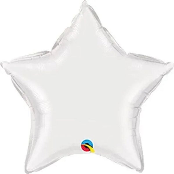 Balão Qualatex 04" - Estrela - Branco Metalizado Liso - 1 Un