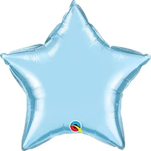 Balão Qualatex 20" - Estrela - Azul Claro Perolado Metalizado Liso - 1 Un