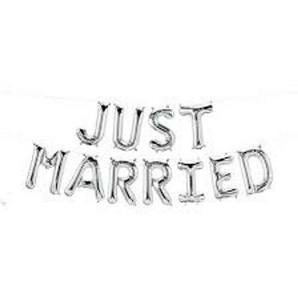 Balão Qualatex 16" - Kit - Just Married Prata - 1 Un
