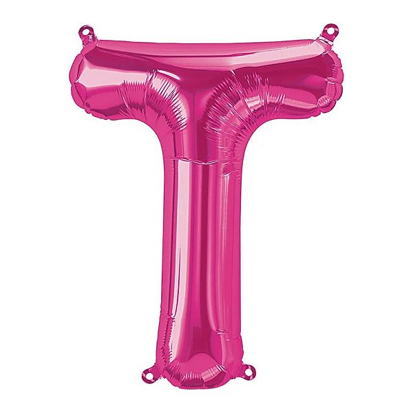 Balão Qualatex 34" - Letra - T Magenta - 1 Un