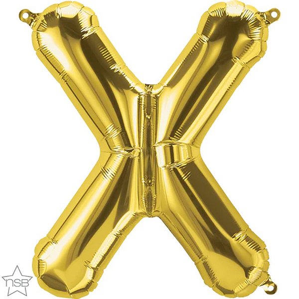 Balão Qualatex 16" - Letra - X Ouro - 1 Un