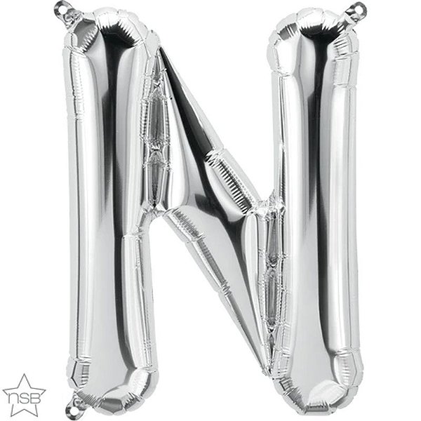 Balão Qualatex 16" - Letra - N Prata - 1 Un