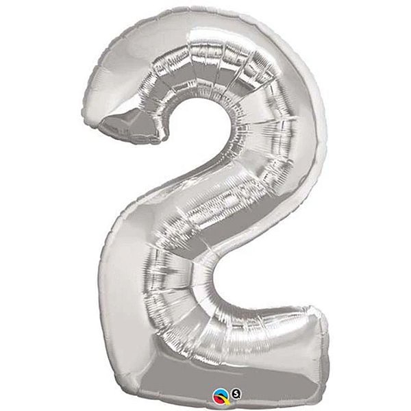 Balão Qualatex 34" - Número Dois Prata - 1 Un