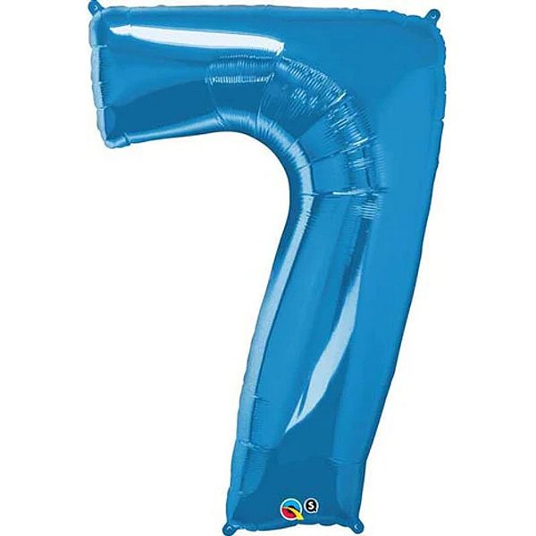 Balão Qualatex 34" - Número Sete Azul Safira - 1 Un