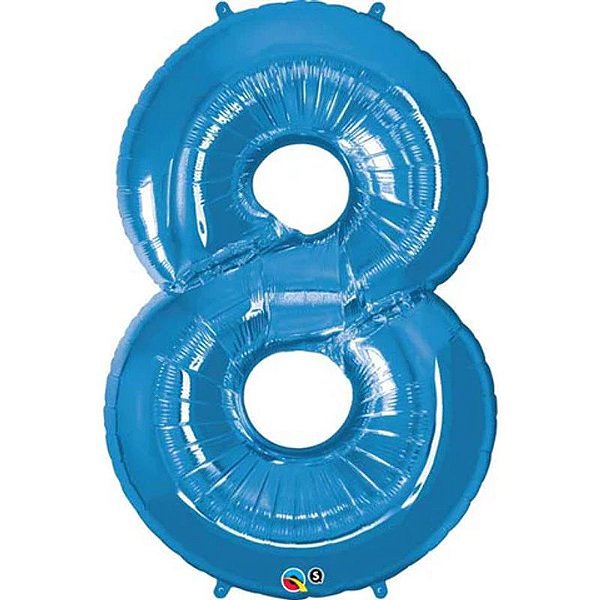Balão Qualatex 34" - Número Oito Azul Safira - 1 Un