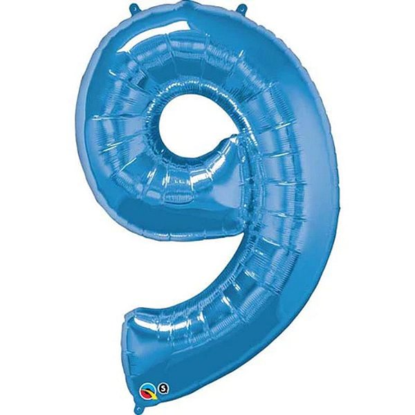 Balão Qualatex 34" - Número Nove Azul Safira - 1 Un