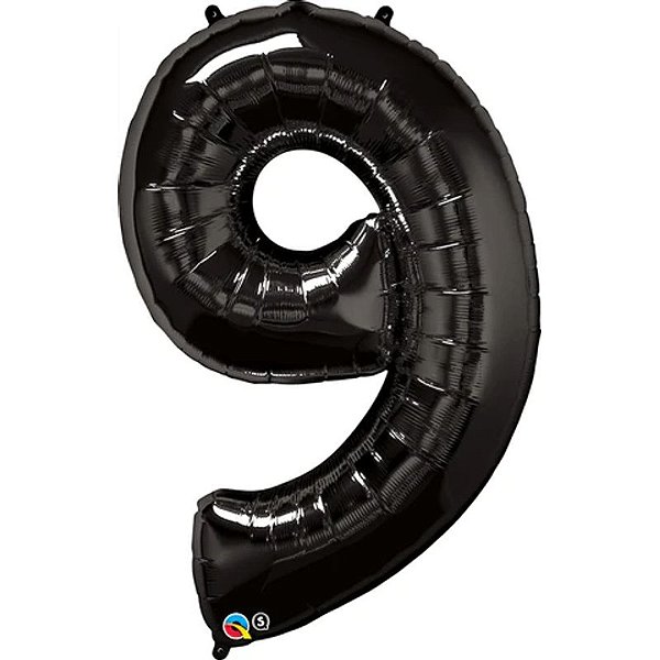 Balão Qualatex 34" - Número Nove Preto Onix - 1 Un