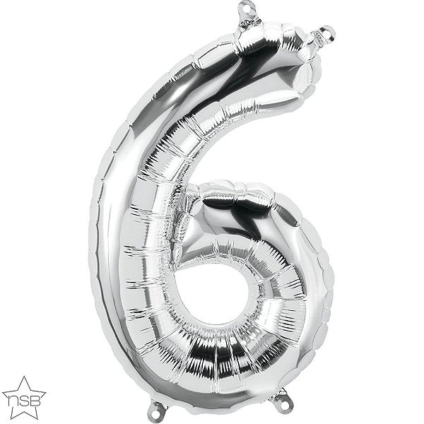 Balão Qualatex 16" - Número - 6 Prata - 1 Un