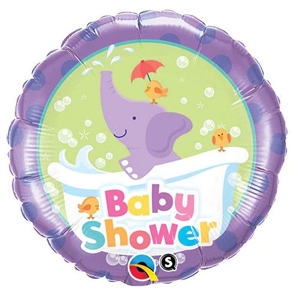 Balão Qualatex 18" - Redondo - Baby Shower-Elefante - 1 Un