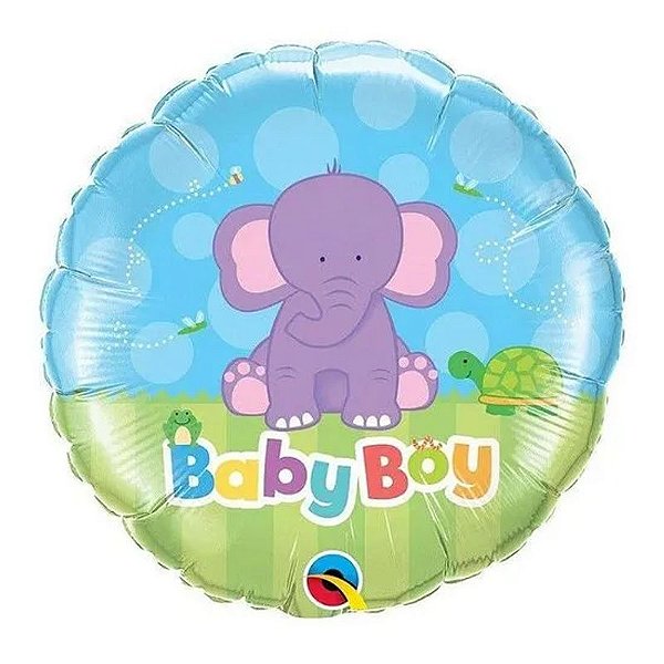 Balão Qualatex 18" - Redondo - Baby Boy-Elefante - 1 Un