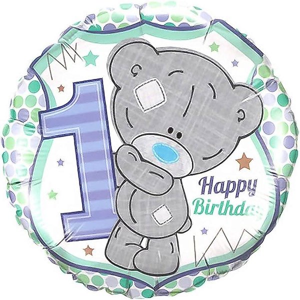 Balão Qualatex 18" - Redondo - Tiny Tatty Teddy-Birthday 1° - 1 Un