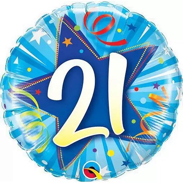 Balão Qualatex 18" - Redondo - 21-Estrela Brilhante Azul - 1 Un