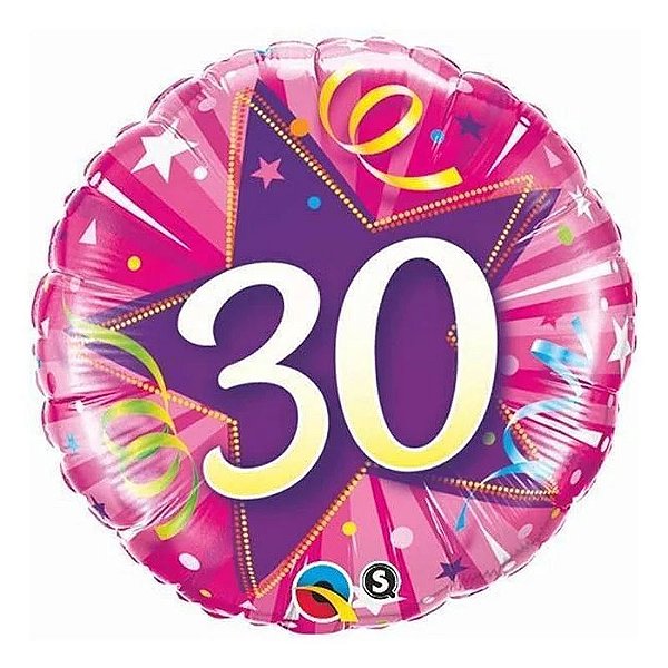 Balão Qualatex 18" - Redondo - 30-Estrela Brilhante Rosa - 1 Un