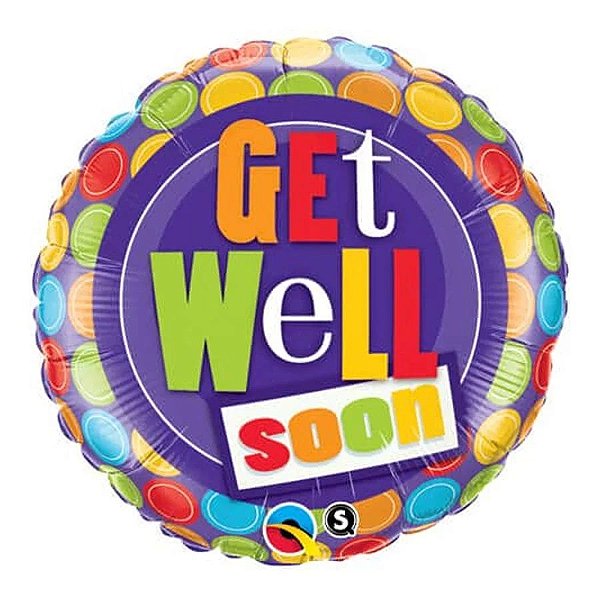 Balão Qualatex 18" - Redondo - Get Well Soon-Estampa Pontos - 1 Un