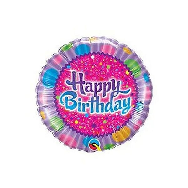 Balão Qualatex 18" - Redondo - Birthday-Confeitos E Brilhos - 1 Un