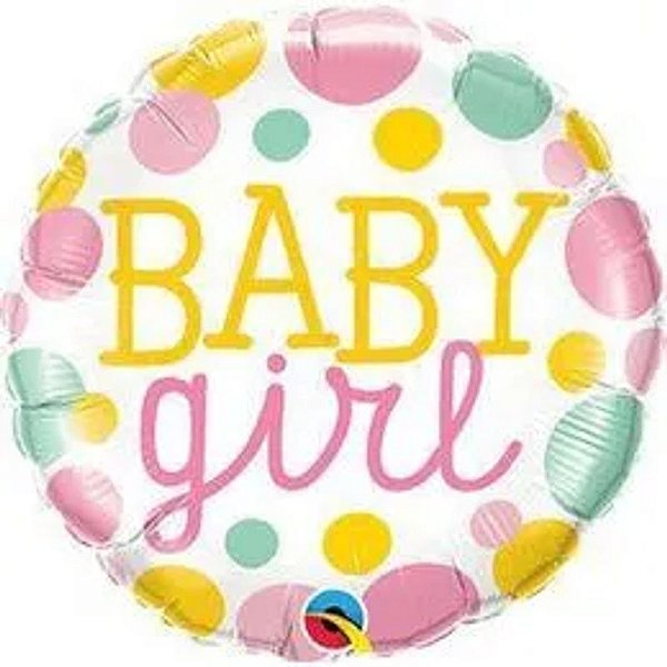 Balão Qualatex 18" - Redondo - Baby Girl-Pontos - 1 Un