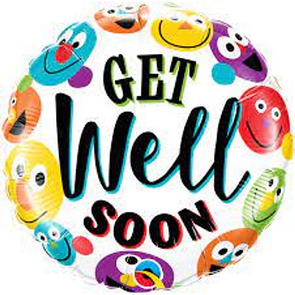 Balão Qualatex 18" - Redondo - Get Well Soon-Carinhas - 1 Un