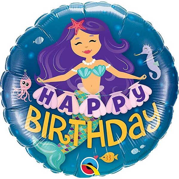 Balão Qualatex 18" - Redondo - Happy Birthday-Seriea - 1 Un