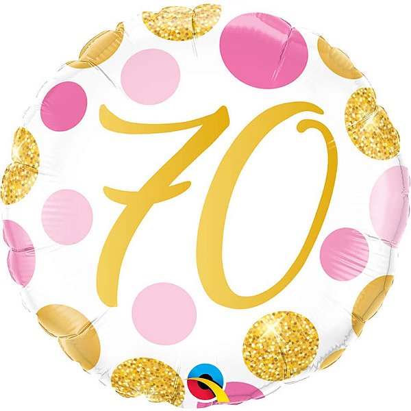 Balão Qualatex 18" - Redondo - 70-Pontos Rosa E Ouro - 1 Un