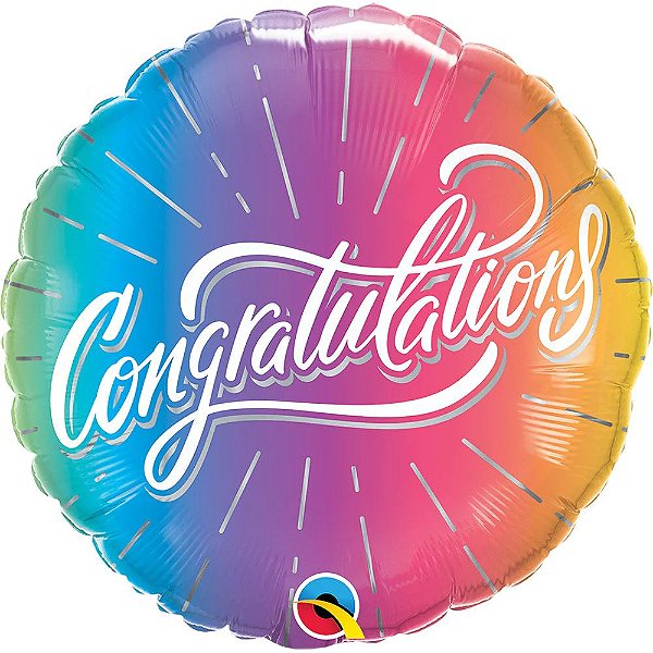 Balão Qualatex 18" - Redondo - Congratulations-Ombre Vibrante - 1 Un