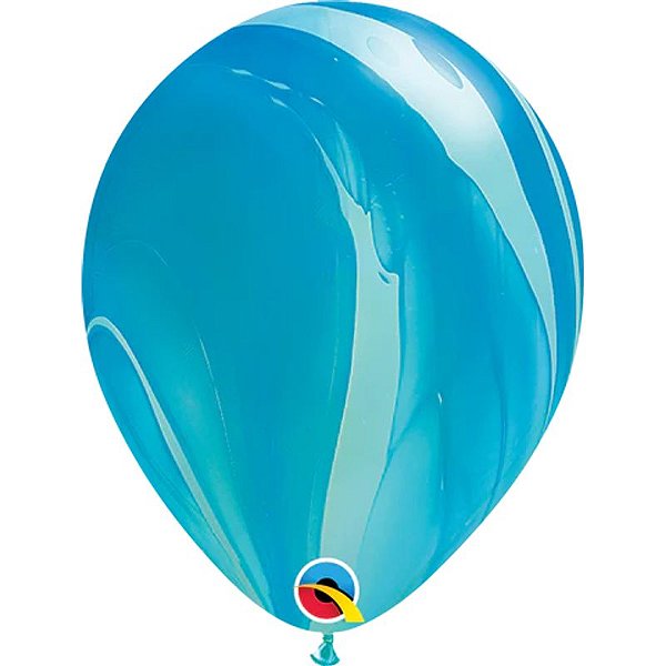 Balão Qualatex 11" - Redondo Azul - Liso Látex Superagate - 25 Un