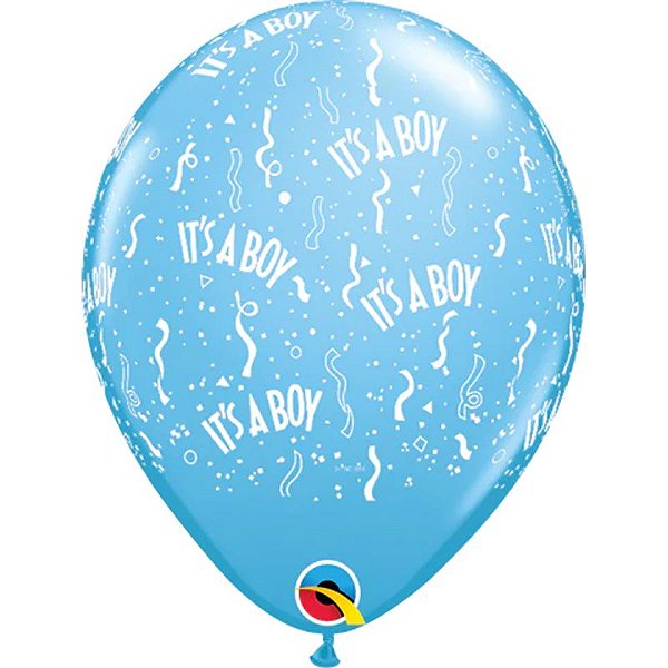 Balão Qualatex 11" - Redondo Azul Claro - It'S A Boy - 50 Un