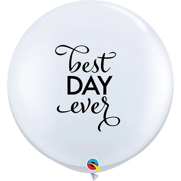 Balão Qualatex 3" - Redondo Branco - Best Day Ever -