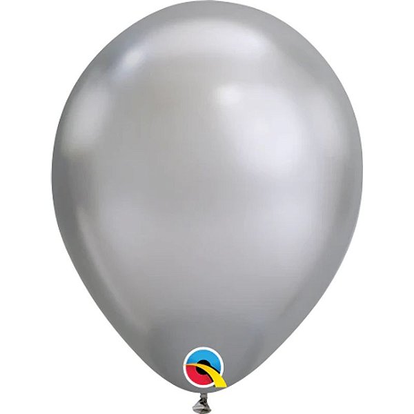 Balão Qualatex 11" - Redondo Chrome Prata - Liso Látex - 100 Un