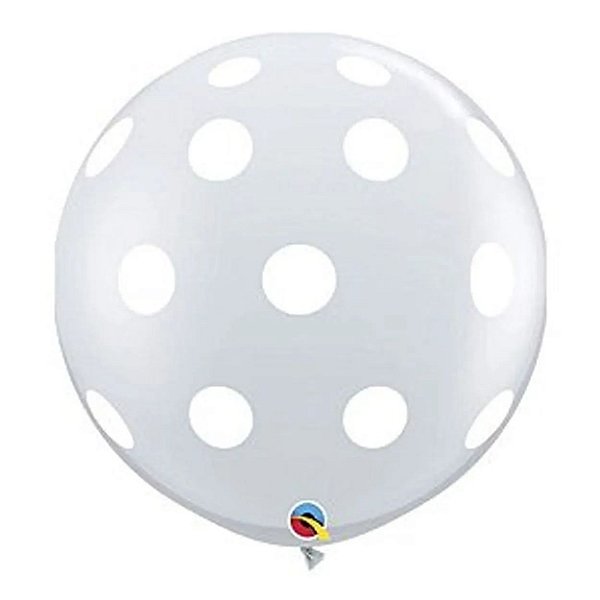 Balão Qualatex 3" - Transparente - Pontos Polka Grandes - 2 Un