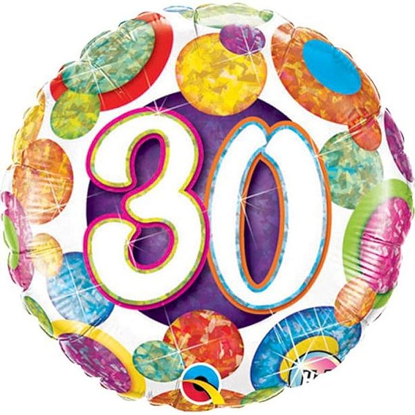 Balão Qualatex 18" - Redondo Hol - 30-Brilho Bolas E Bolinhas - 1 Un