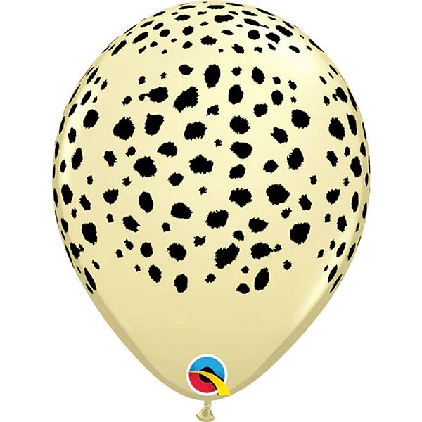 Balão Qualatex 11" - Redondo Marfim Ac - Manchas De Guepardo - 50 Un
