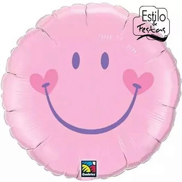 Balão Qualatex 18" - Redondo Solto - Sorriso Rosa Bebê - 1 Un