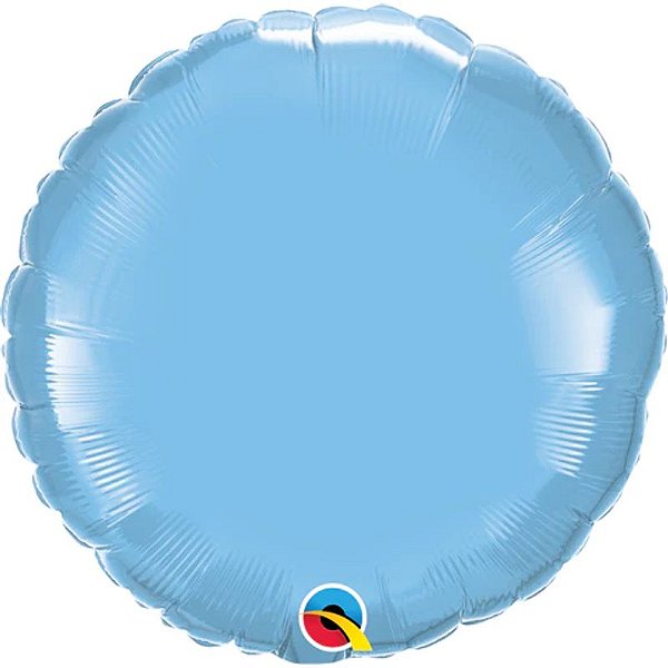 Balão Qualatex 18" - Redondo - Azul Claro Metalizado Liso - 1 Un