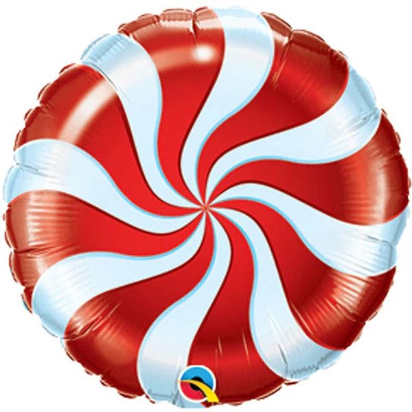 Balão Qualatex 09" - Redondo Solto - Bala Espiralada Vermelha - 1 Un