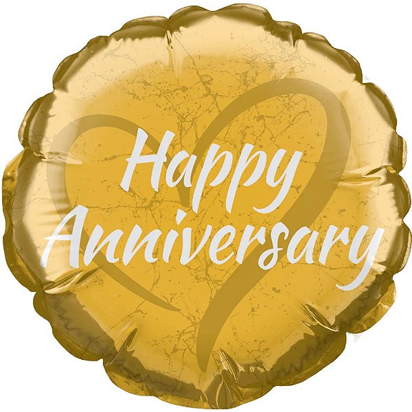 Balão Qualatex 4" - Redondo Solto - Anniversary-Coracão De Ouro - 1 Un