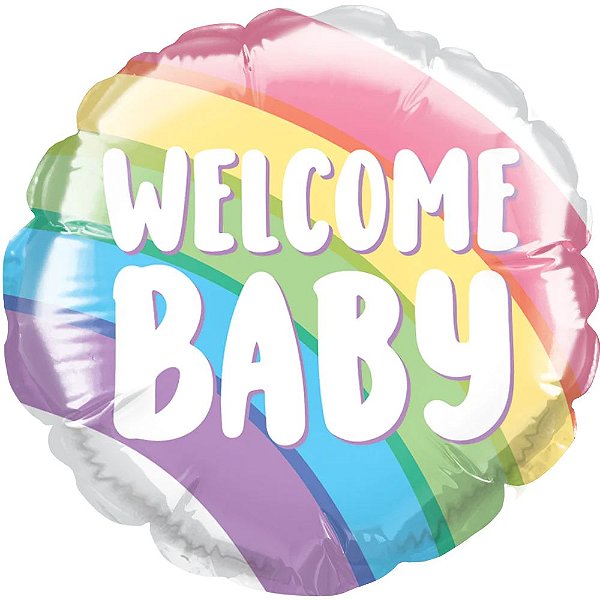 Balão Qualatex 04" - Redondo Solto - Welcome Baby- Arco-Íris - 1 Un