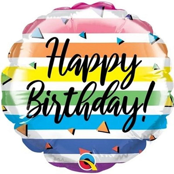Balão Qualatex 04" - Redondo Solto - Birthday-Listras Elegantes - 1 Un