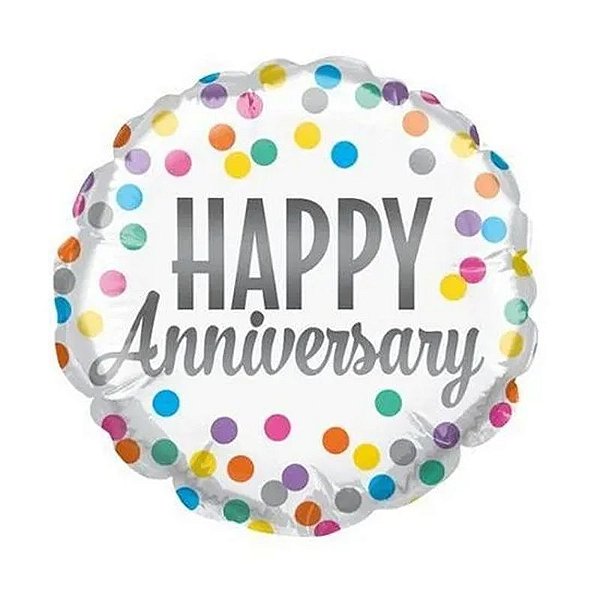 Balão Qualatex 4" - Redondo Solto - Anniversary-Confete E Puntos - 1 Un