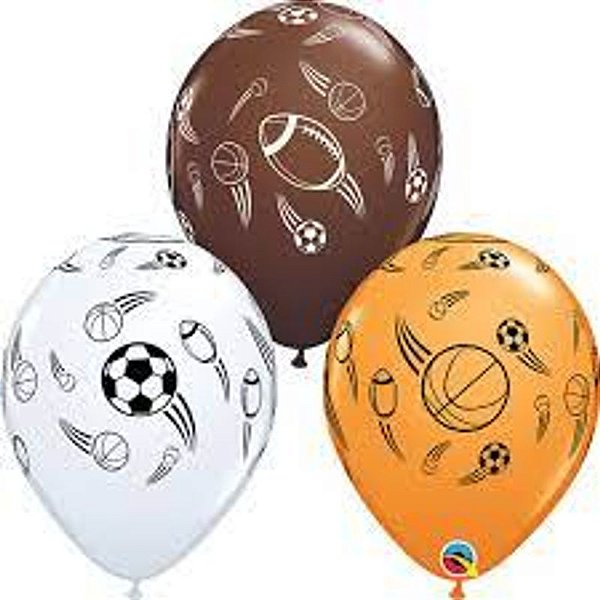 Balão Qualatex 11" - Redondo Sortido Especial - Esferas De Esportes - 50 Un