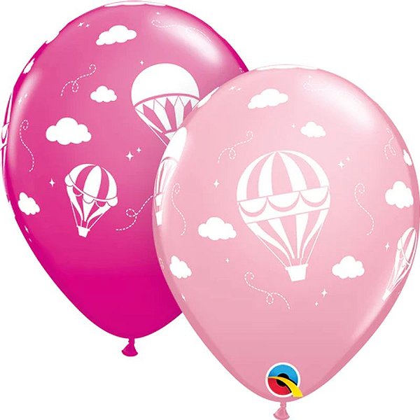 Balão Qualatex 11" - Redondo Sortido Especial - Balões De Ar Quente Rosa - 50 Un