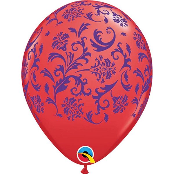 Balão Qualatex 11" - Redondo Sortido Festivo - Estampa De Damask - 50 Un