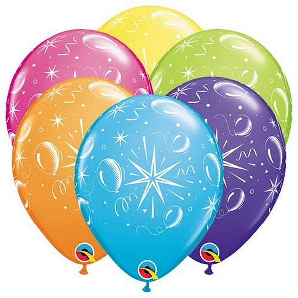 Balão Qualatex 11" - Redondo Sortido Tropical - Balões E Brilho - 50 Un