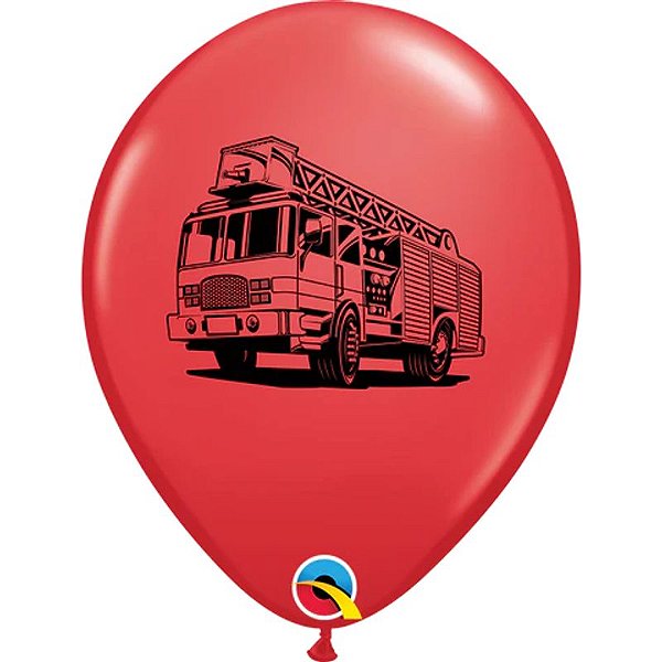 Balão Qualatex 11" - Redondo Vermelho - Corpo De Bombeiros - 50 Un