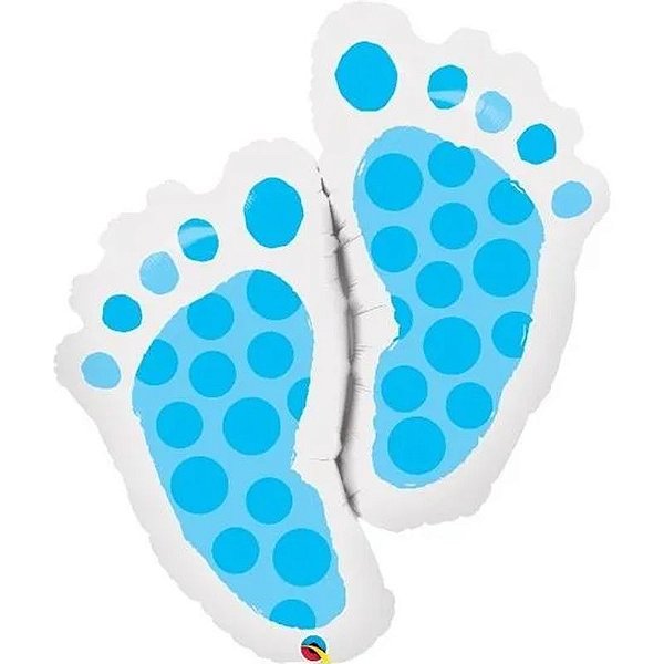 Balão Qualatex 35" - Shape - Pes De Bebê-Azul - 1 Un