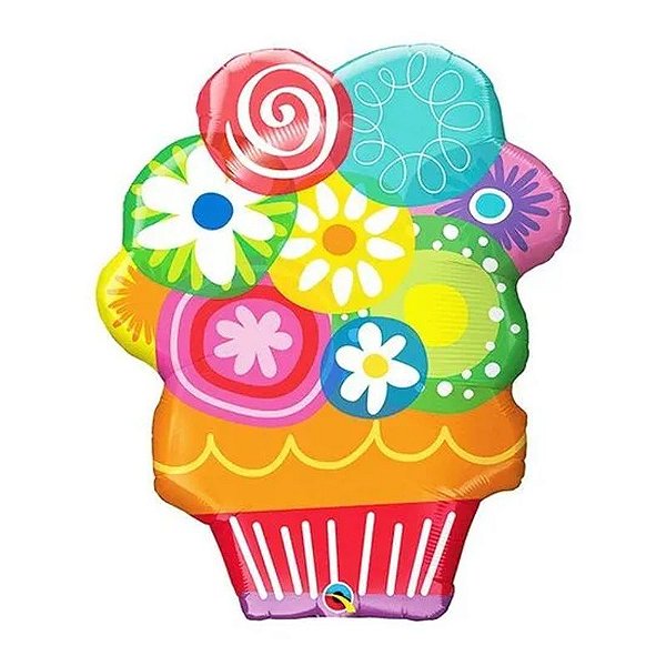 Balão Qualatex 34" - Shape - Círculos Bolso Florais - 1 Un