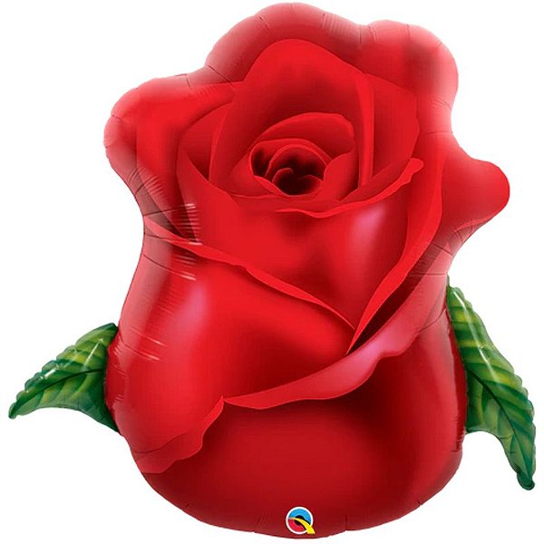Balão Qualatex 33" - Shape - Botão De Rosa E Vermelha - 1 Un